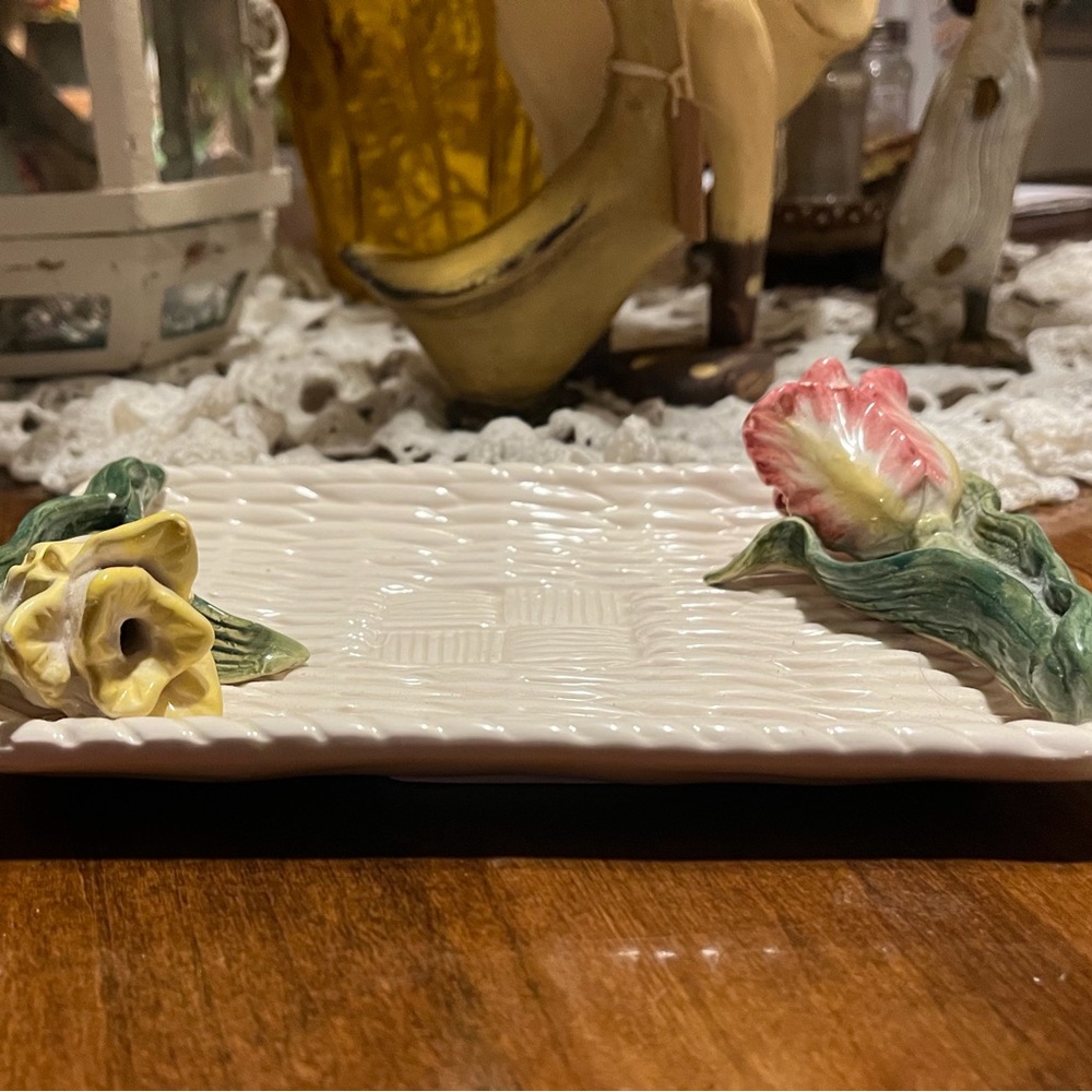 Floral Ceramic Rectangular Tray - Picture 5 of 8